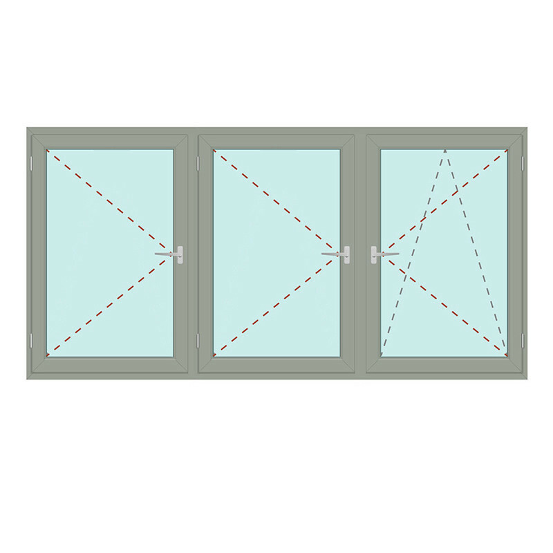 Dreiteiliges Fenster Dreh + Dreh + Dreh/Kipp - bluEvolution 92 Bild 1