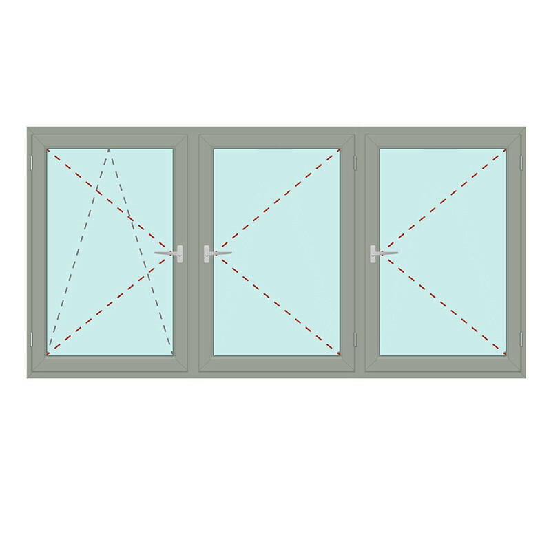 Dreiteiliges Fenster Dreh/Kipp + Dreh + Dreh - Energeto 8000 Bild 1