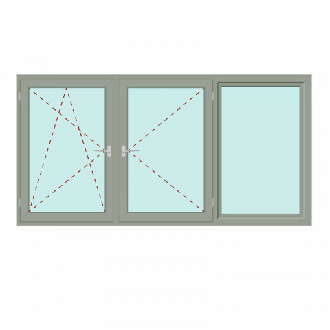 Dreiteiliges Fenster Dreh/Kipp + Dreh + Fix im Rahmen - IDEAL 5000