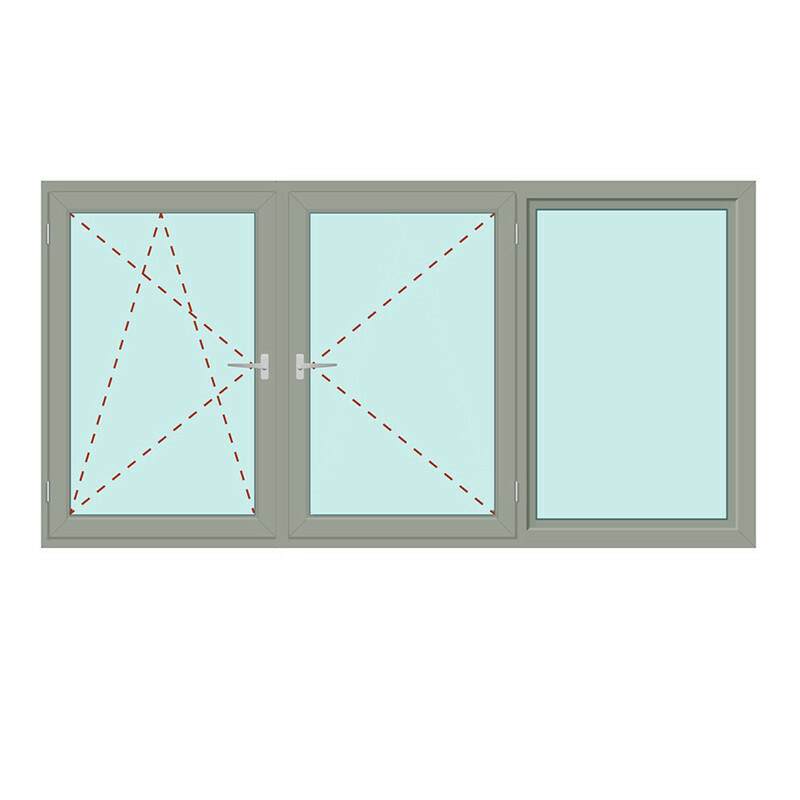 Dreiteiliges Fenster Dreh/Kipp + Dreh + Fix im Rahmen - bluEvolution 92 Bild 1