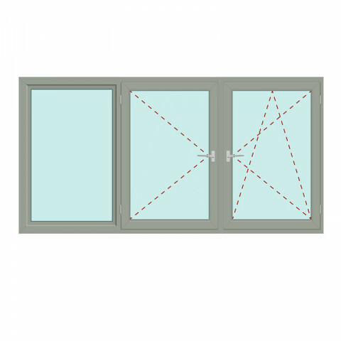 Dreiteiliges Fenster Fix im Rahmen + Dreh + Dreh/Kipp - Energeto 8000