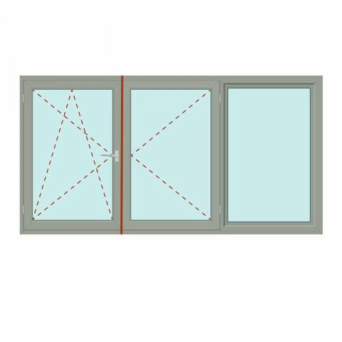 Dreiteiliges Fenster Fix im Rahmen + Stulp/links - Energeto 8000
