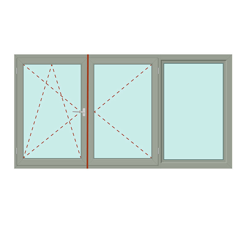 Produktbilder Dreiteiliges Fenster Fix im Rahmen + Stulp/links - IDEAL 8000