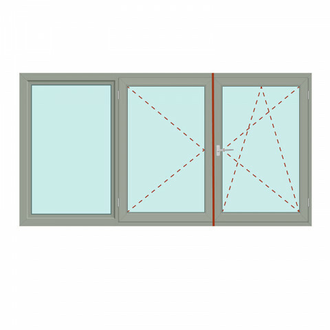 Dreiteiliges Fenster Fix im Rahmen + Stulp/rechts - Energeto 8000