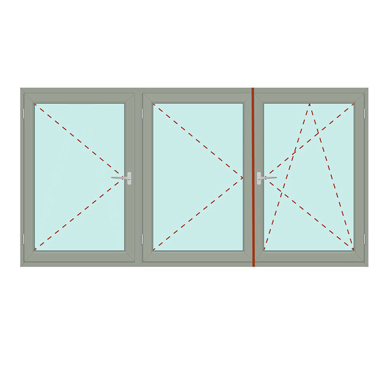 Dreiteiliges Fenster mit Stulp + Dreh/links - Energeto 8000 Bild 1