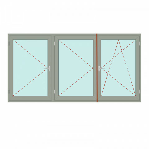 Dreiteiliges Fenster mit Stulp + Dreh/links - IDEAL 4000