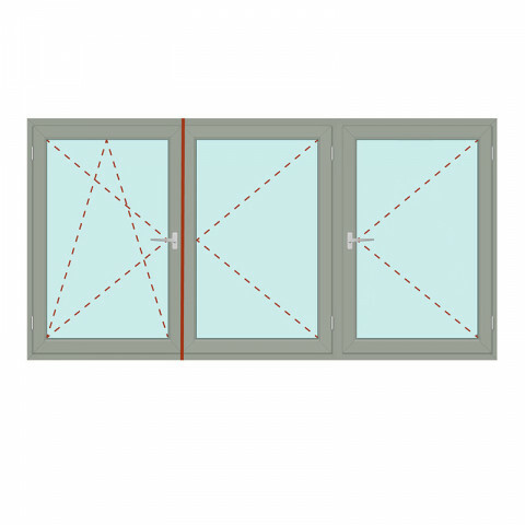 Dreiteiliges Fenster mit Stulp + Dreh/rechts - IDEAL 4000