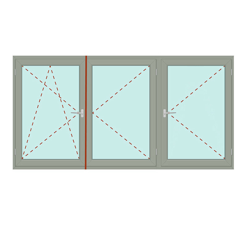 Dreiteiliges Fenster mit Stulp + Dreh/rechts - IDEAL 5000 Bild 1