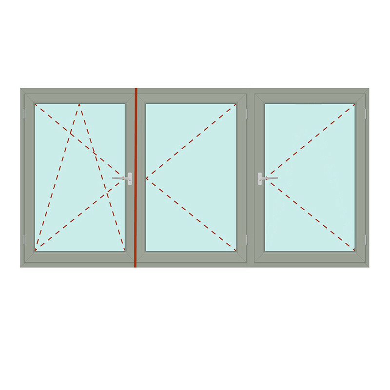 Dreiteiliges Fenster mit Stulp + Dreh/rechts - bluEvolution 92 Bild 1