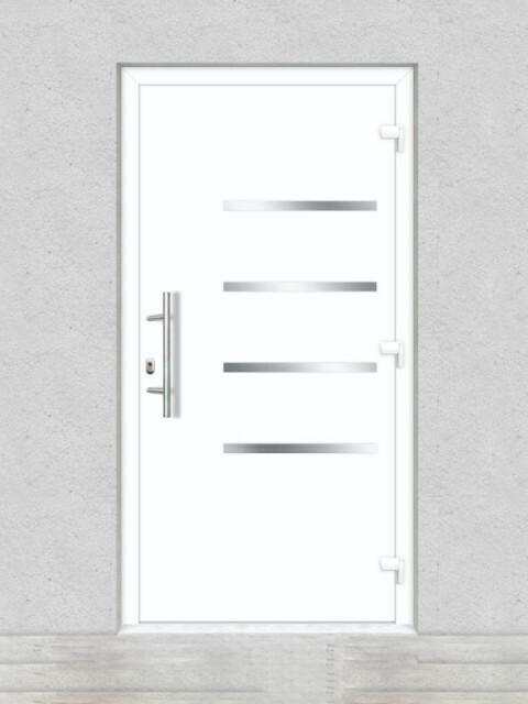 Ryterna Aluminium Haustür | RD 65 | Model 108 | 110 x 210 cm | Weiß | Rechts nach Außen öffnend