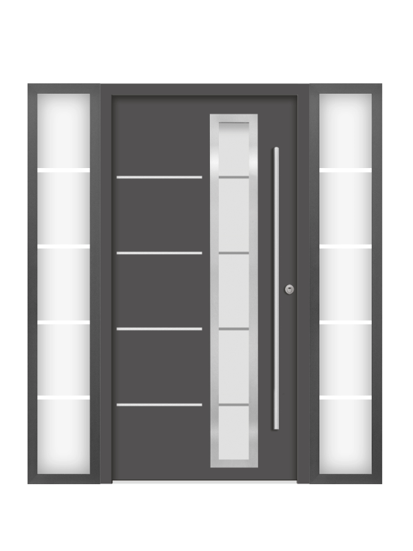 Splendoor Passivdoor Premium Stahl-Aluminium Haustür mit zwei Seitenteilen Bild 1