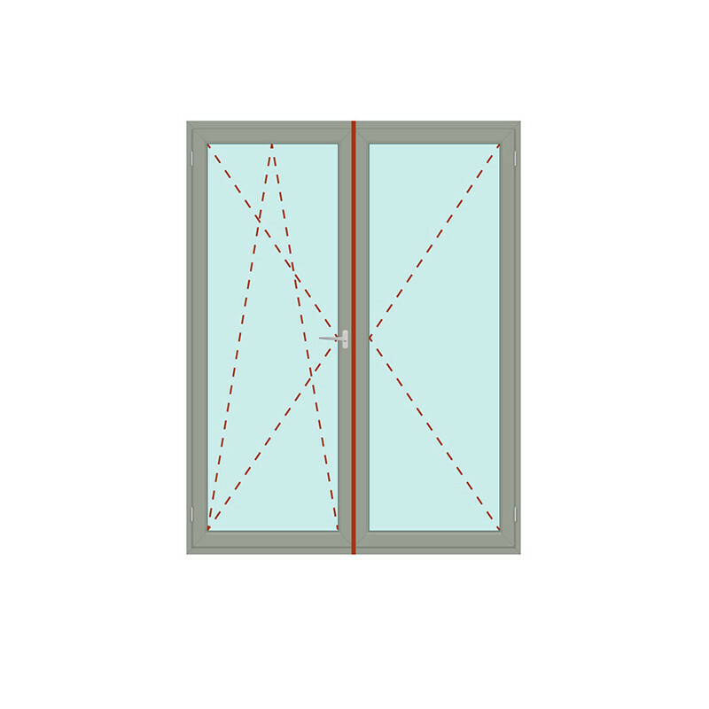 Produktbilder Zweiflügelige Balkontür mit Stulp Dreh/Kipp + Dreh - Energeto 8000