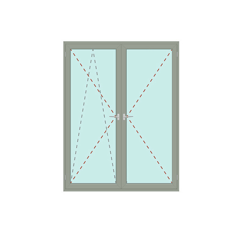 Zweiflügelige Balkontür mit festem Pfosten Dreh/Kipp + Dreh - IDEAL 8000 Bild 1