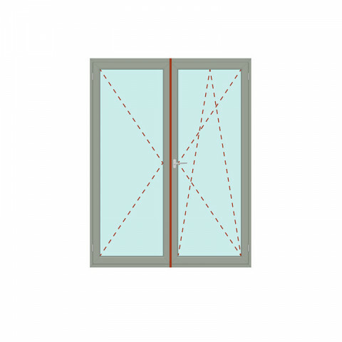 Zweiflügelige Balkontür mit Stulp Dreh + Dreh/Kipp - IDEAL 4000