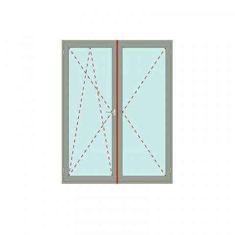 Zweiflügelige Balkontür mit Stulp Dreh/Kipp + Dreh - IDEAL 4000