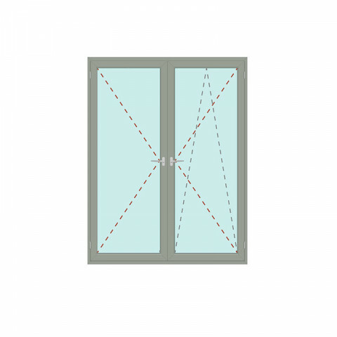 Zweiflügelige Balkontür mit festem Pfosten Dreh + Dreh/Kipp - IDEAL 5000