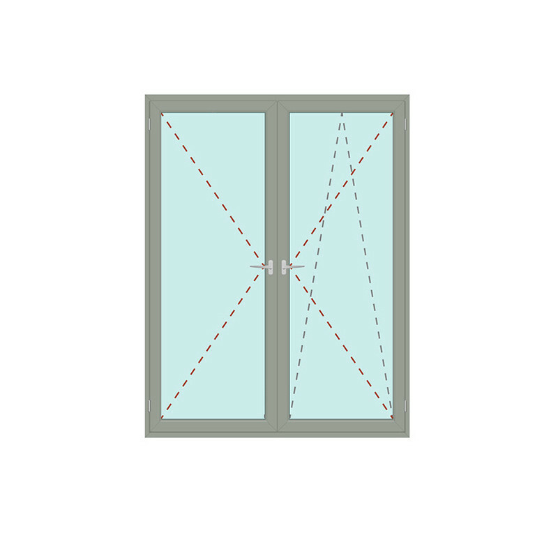 Zweiflügelige Balkontür mit festem Pfosten Dreh + Dreh/Kipp - IDEAL 8000 Bild 1