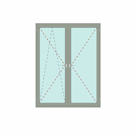 Zweiflügelige Balkontür mit festem Pfosten Dreh/Kipp + Dreh - IDEAL 4000