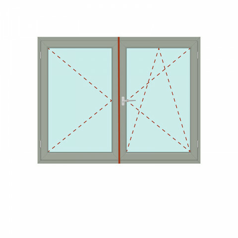 Zweiflügeliges Fenster mit Stulp Dreh + Dreh/Kipp - IDEAL 5000