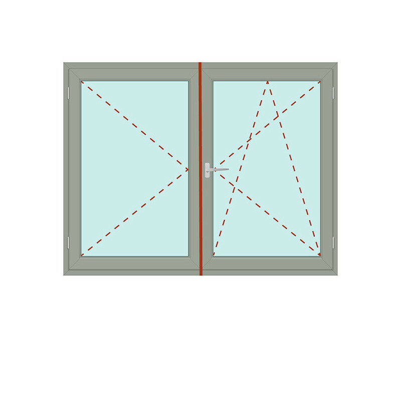 Zweiflügeliges Fenster mit Stulp Dreh + Dreh/Kipp - S 8000 Bild 1