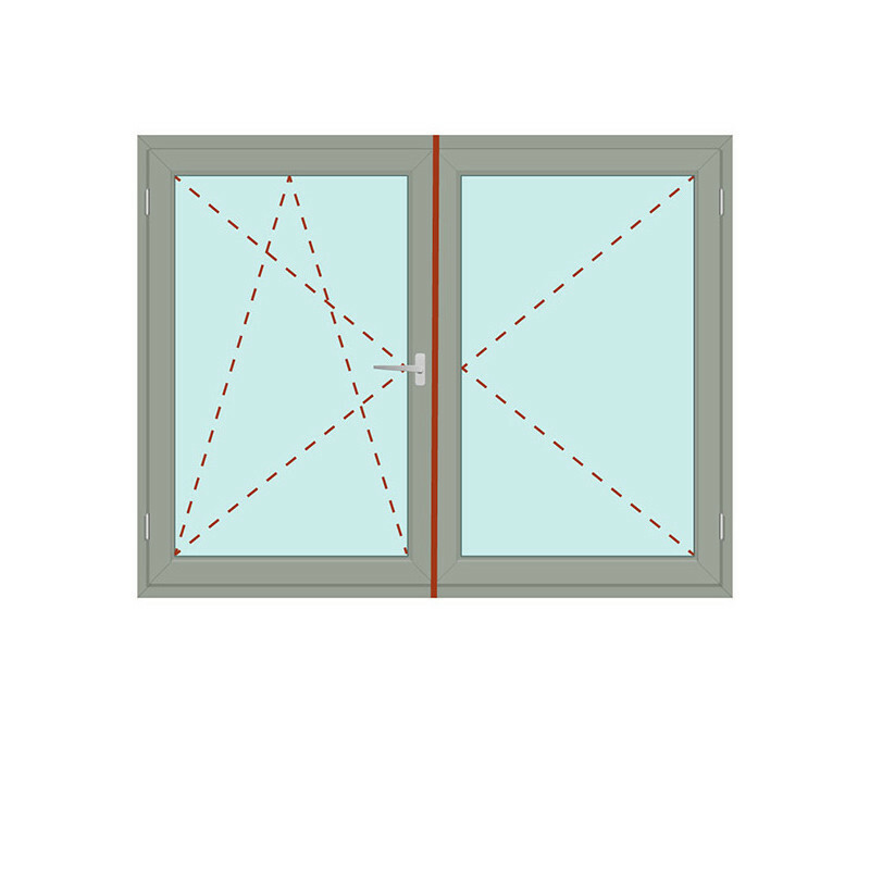 Produktbilder Zweiflügeliges Fenster mit Stulp Dreh/Kipp + Dreh - IDEAL 8000