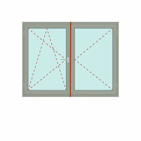 Zweiflügeliges Fenster mit Stulp Dreh/Kipp + Dreh - S 8000