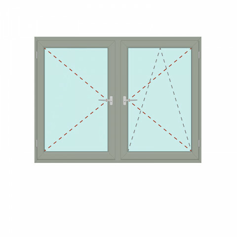 Zweiflügeliges Fenster mit festem Pfosten Dreh + Dreh/Kipp - S 8000