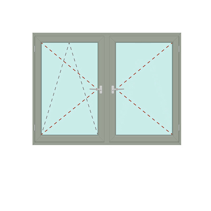 Zweiflügeliges Fenster mit festem Pfosten Dreh/Kipp + Dreh - IDEAL 8000 Bild 1