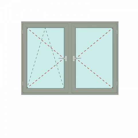 Zweiflügeliges Fenster mit festem Pfosten Dreh/Kipp + Dreh - S 8000